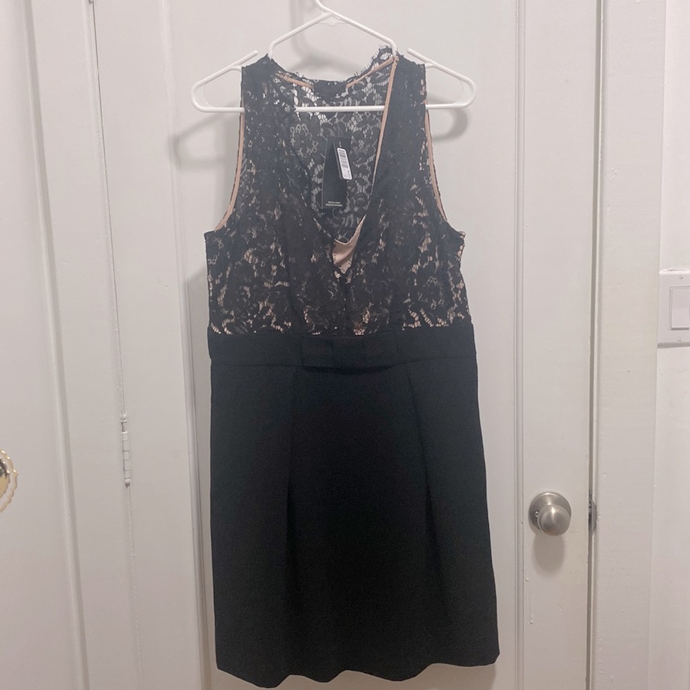 RW&CO. Black Lace Mini Dress with Nude Lining